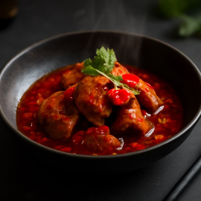 Varkenshaas in pikante saus (1 persoon)