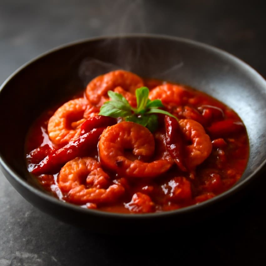 Garnalen in pikante saus