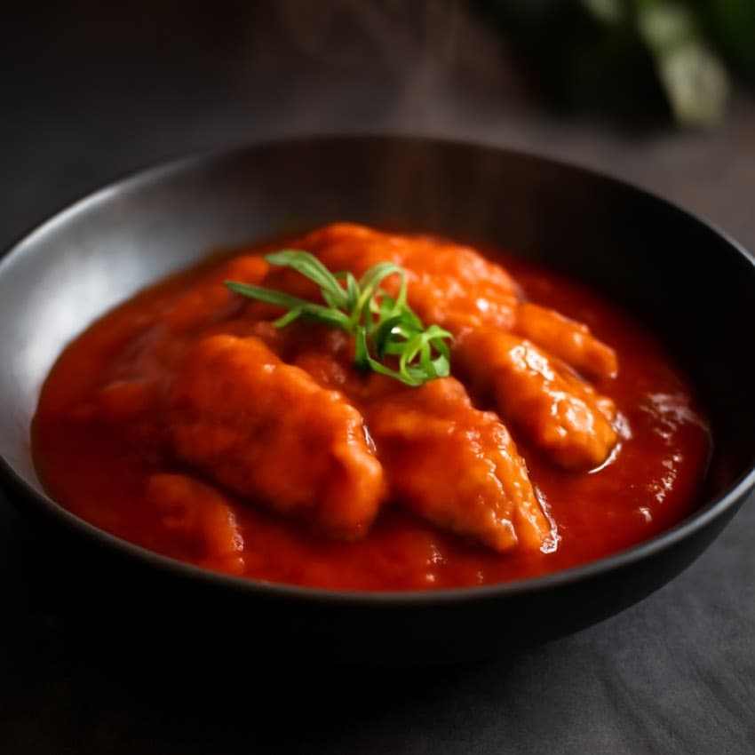 Gefileerde kipfilet in tomatensaus