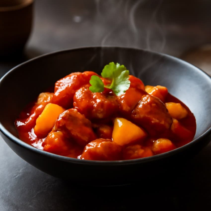 Varkenshaas in zoetzure saus met ananas